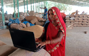 Indian woman working on laptopn