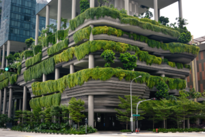 Plant-covered parking